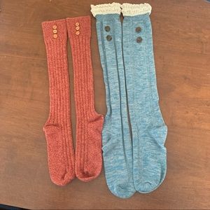 Boot Socks, Tall Socks, Rust Color and Teal Color